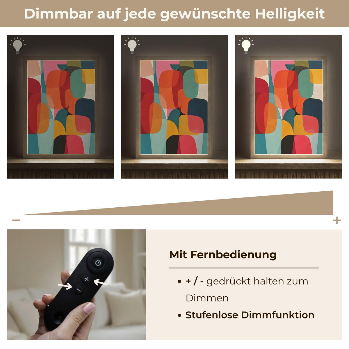 NÁSTĚNNÁ LAMPA S AKUMULÁTOREM Tvary - barevné - abstraktní - letadla 30x40 cm - různobarevná, kompozitní dřevo (30/40/8cm) - OnlyWow