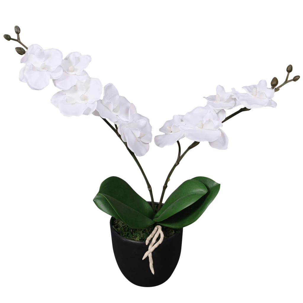 KÜNSTLICHE Orchidee mit Topf 30 cm Weiß - Weiß, Kunststoff (30cm) - furnicato