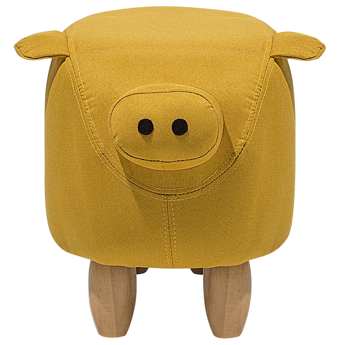 TIERHOCKER Piggy 32/50/35 cm - Gelb, Kunststoff/Textil (50/35/32cm) - Beliani