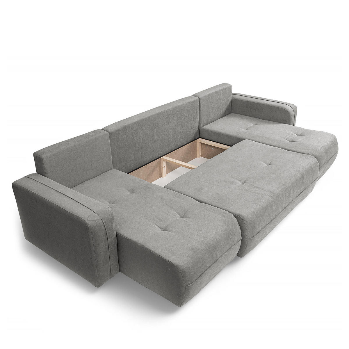 WOHNLANDSCHAFT - Schwarz/Grau, Kunststoff/Textil (312/82/145cm) - home24