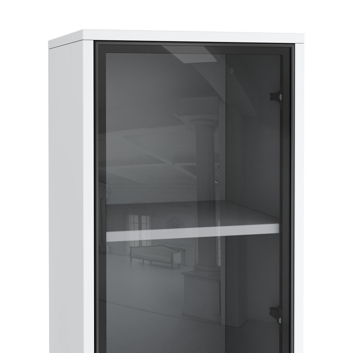 HIGHBOARD mit LED-Beleuchtung 40/40/170 cm in Weiß mit getönter Glastür - Weiß, Holzwerkstoff (40/170/40cm) - BEAOK