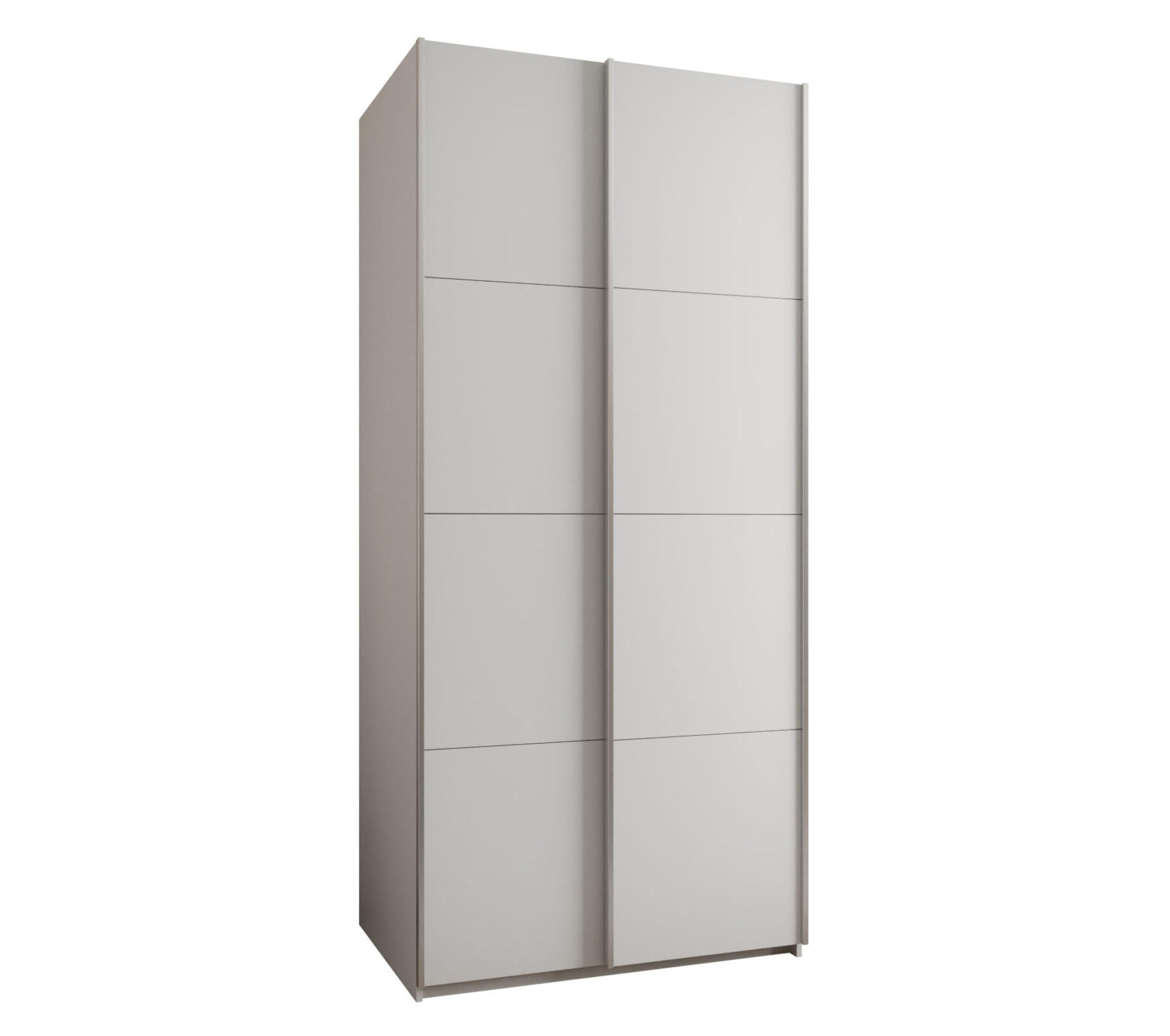 Abiks Möbel SCHWEBETÜRENSCHRANK Weiß, Weiß, Silber 110cm × 64cm × 245cm