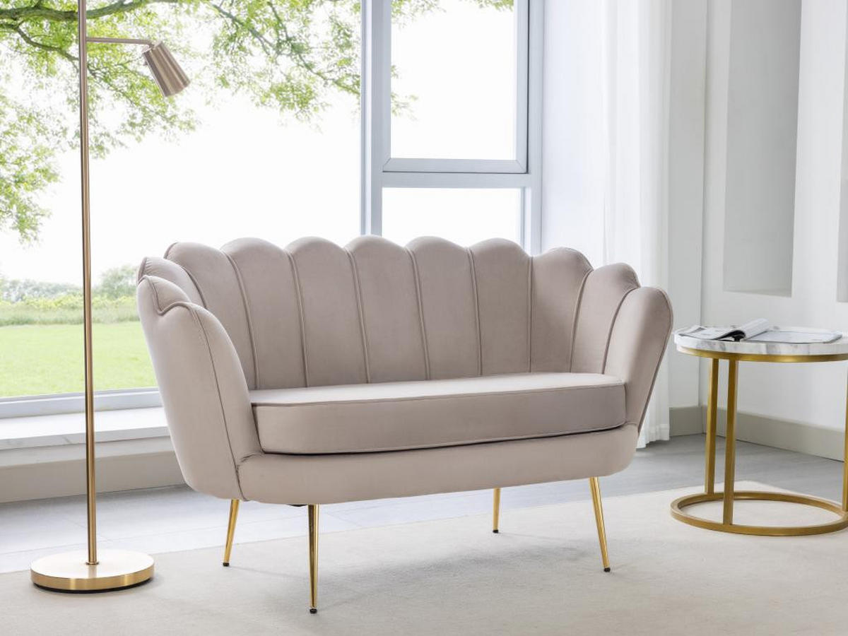 MUSCHELSOFA 2-Sitzer - Samt - Graubraun - DANDELION - Braun, Textil (73/78/124cm) - Pascal Morabito