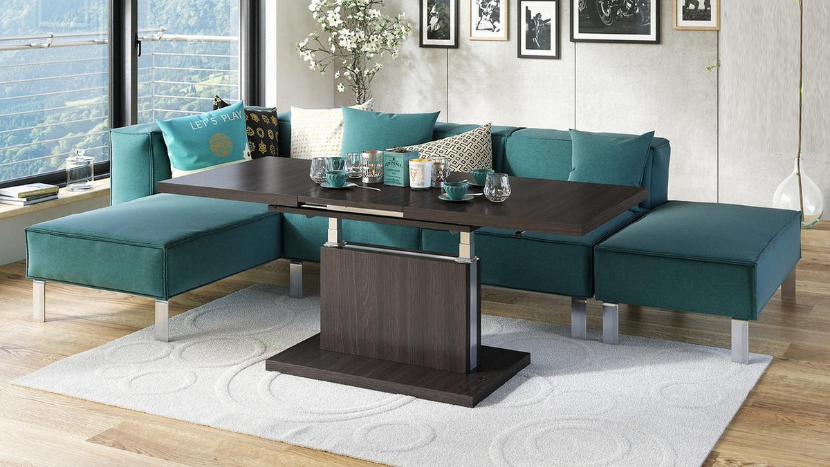 COUCHTISCH rechteckig Walnuss Wenge ausziehbar höhenverstellbar - Wengefarben, Holzwerkstoff (80/120/56cm) - designimpex
