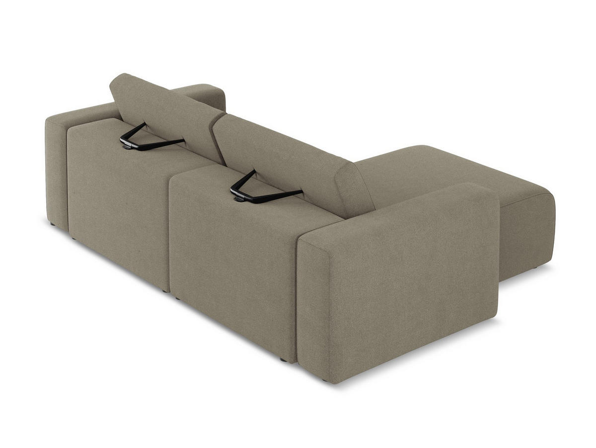 ECKSOFA Links Strukturstoff Stoff Beige - Beige/Schwarz, Kunststoff/Textil (167/224cm) - Makamii