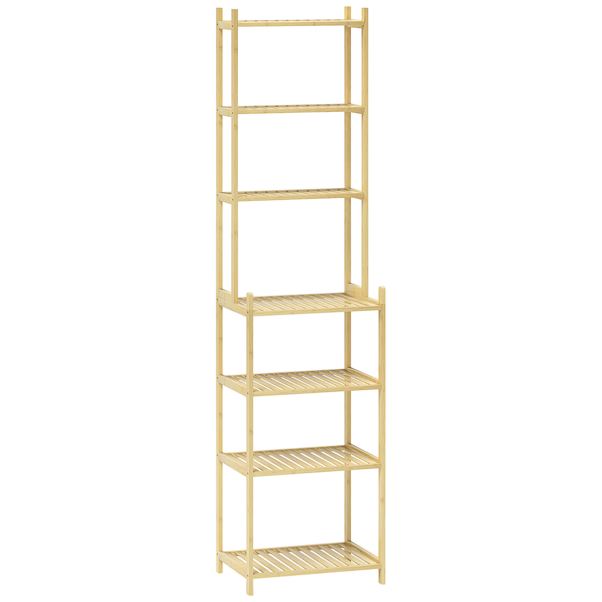 BADREGAL, Badezimmerregal mit 7 Ebenen, Standregal aus Bambus für Wohnzimmer - Naturfarben, Naturmaterialien (33/180/44cm) - HOMCOM