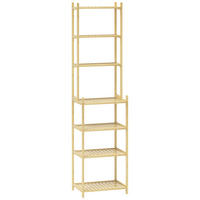 BADREGAL, Badezimmerregal mit 7 Ebenen, Standregal aus Bambus für Wohnzimmer - Naturfarben, Naturmaterialen (33/180/44cm) - HOMCOM