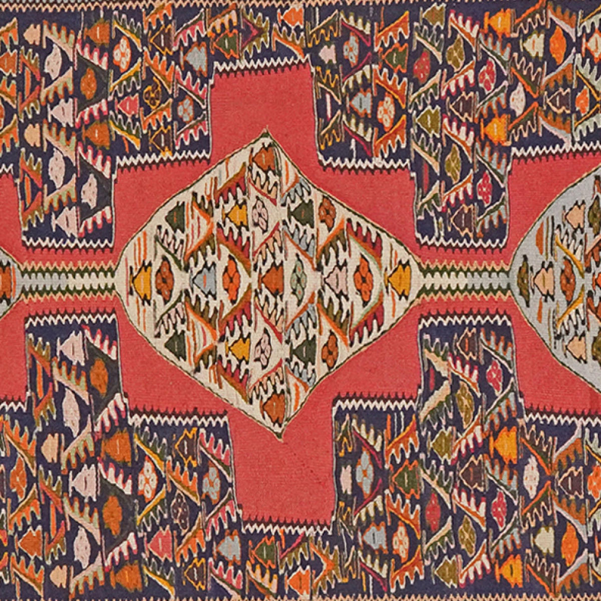 HANDWEBTEPPICH Kelim Senneh Rot 298/80 cm Schurwolle - Rot, Textil (80/298cm) - Looma