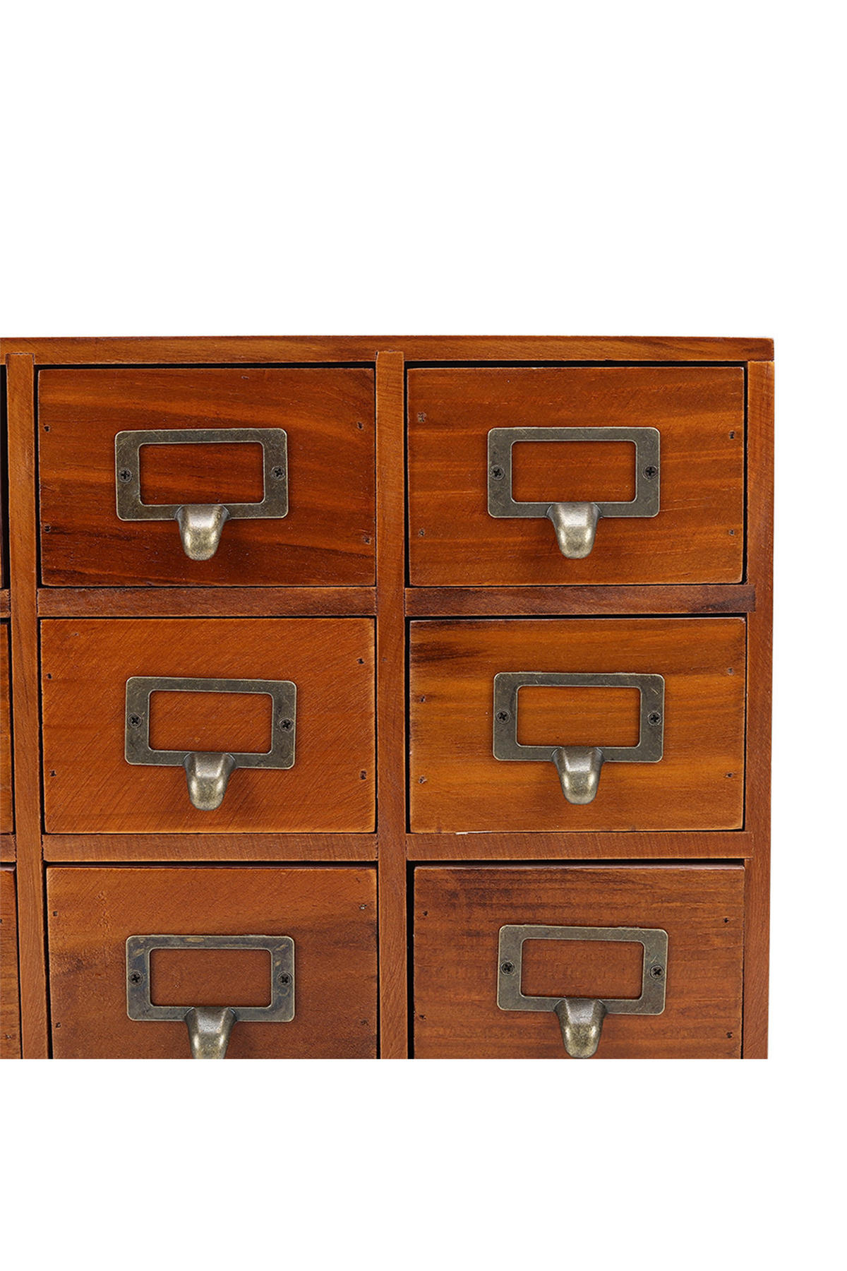 VINTAGE-APOTHEKERSCHRANK Aufbewahrungsbox aus Kiefernholz mit 16 Schubladen und Etikettenhaltern 50 x 10 x 35 cm - Naturfarben, Holz (10/50/35cm) - Livingandhome