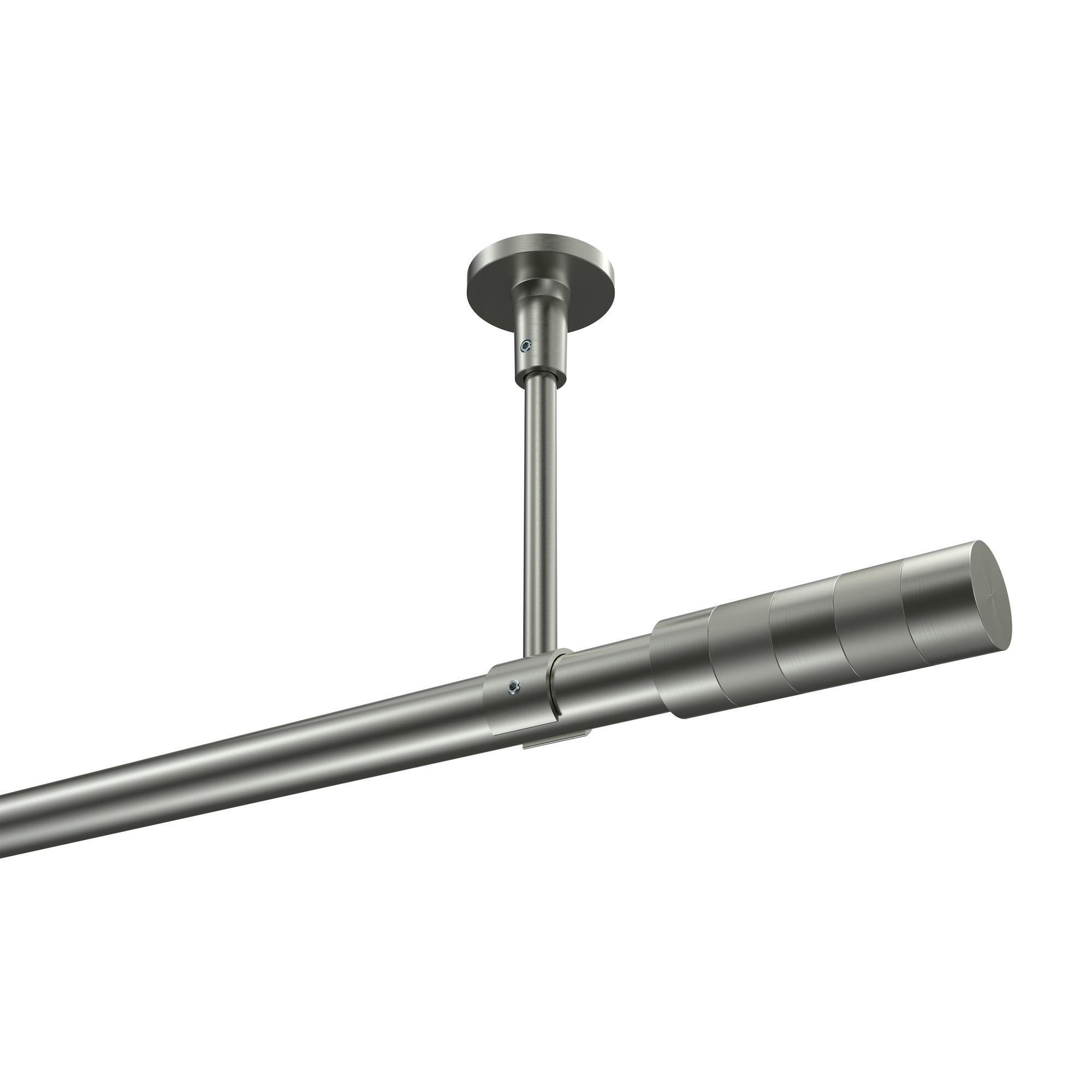 GARDINENSTANGEN-SET Sonette Mavell 100 cm, 1-läufig, 20 mm Ø Edelstahl-Optik - Edelstahlfarben/Silberfarben, Metall (100cm) - INTERDECO