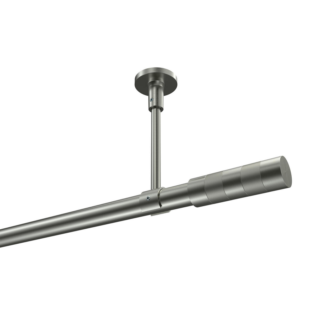 GARDINENSTANGEN-SET Sonette Mavell 100 cm, 1-läufig, 20 mm Ø Edelstahl-Optik - Edelstahlfarben/Silberfarben, Metall (100cm) - INTERDECO