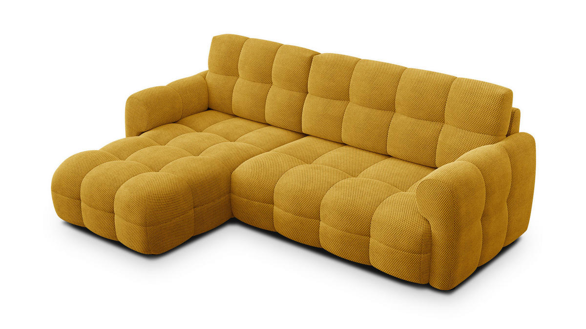 ECKSOFA MELLOW 3-Sitzer, safran - Gelb/Schwarz, Holz/Textil (232/156cm) - Courtois Laville