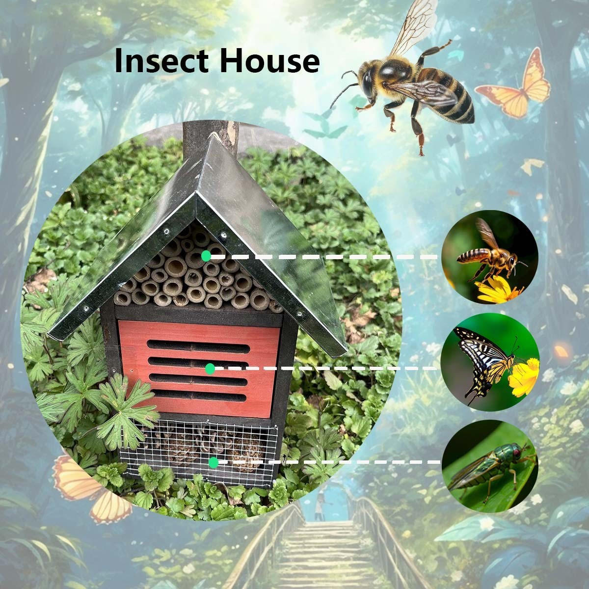 INSEKTENHOTEL 18.5/13.5/25 cm - Multicolor, Holz (13.5/25/18.5cm) - Authentics