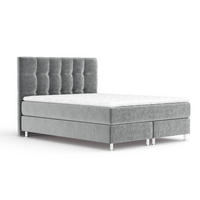 BOXSPRINGBETT Chanton Grau 140/200 cm mit Latex-Topper - Silberfarben/Grau, Holz/Holzwerkstoff (140/200cm) - Maison de Reve
