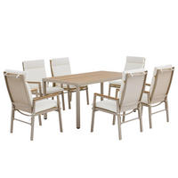 GARTEN Essgruppe 6-Sitzer 159×90×74.5 cm mit WPC Tisch, beige - Beige, Textil
