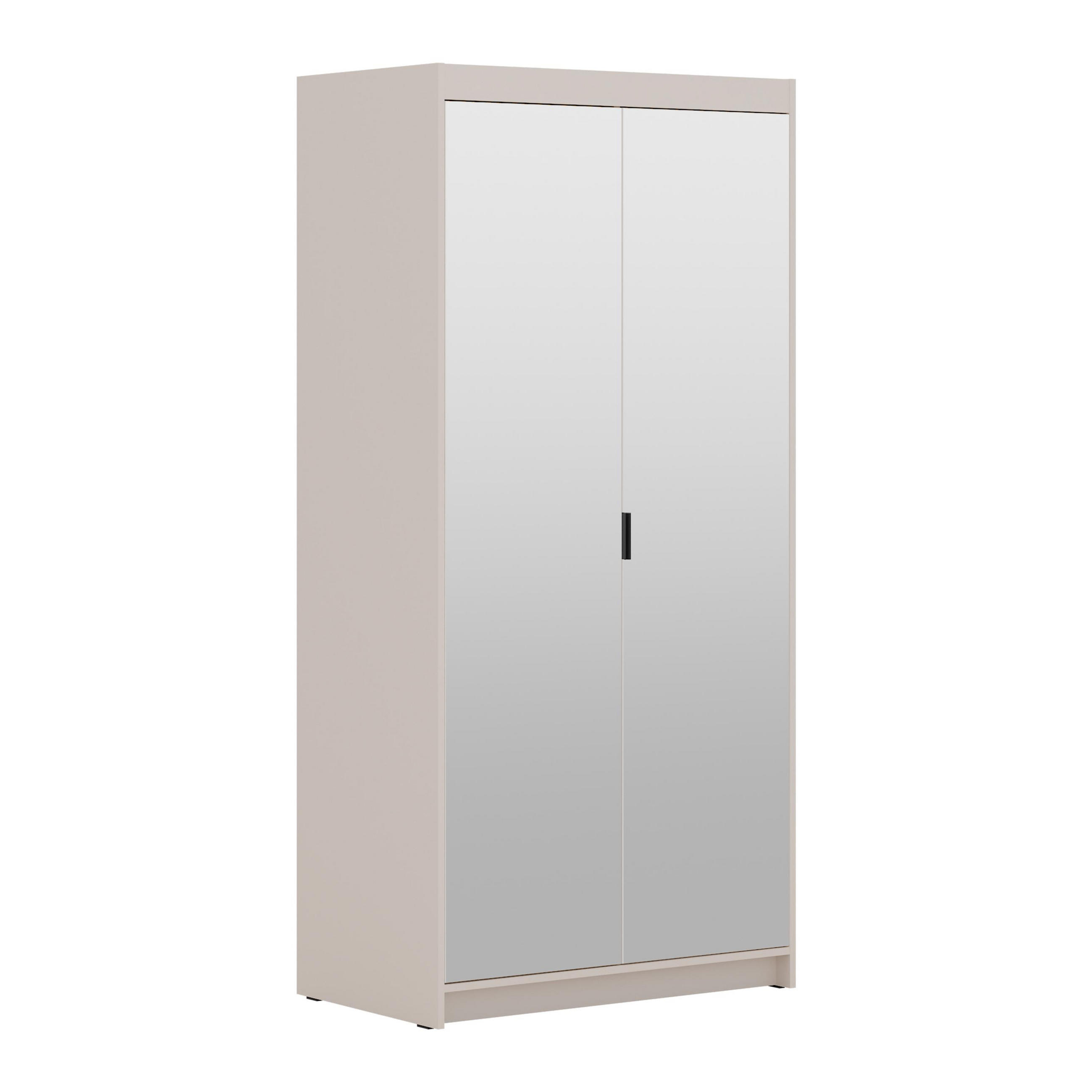 KLEIDERSCHRANK Storicos Beige 89,7/190,5/53 cm - 2T Modern mit Spiegel - Beige, Holzwerkstoff/Kunststoff (89.7/190.5/53cm) - AX Living
