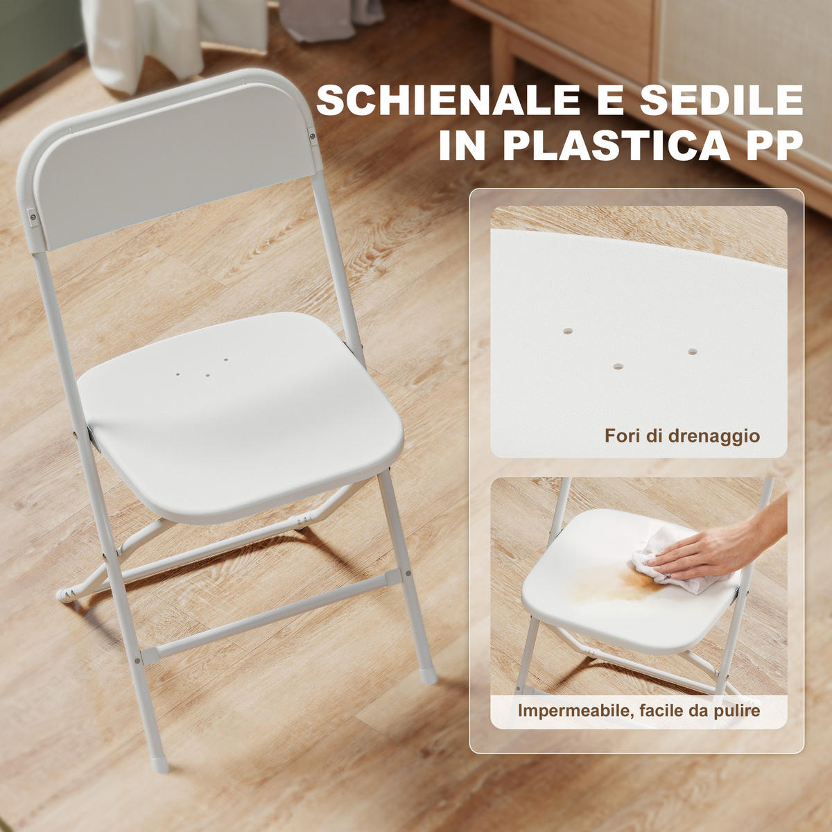KLAPPSESSEL Weiß 4 Stück - Weiß, Kunststoff (45/79.5/49cm) - GiPP