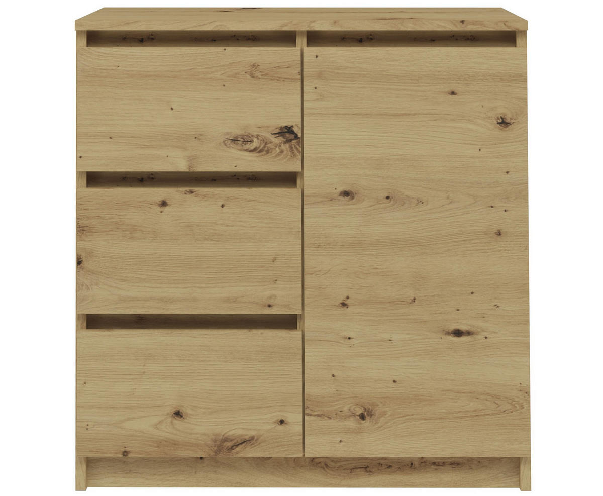 KOMMODE 1D3S SCHRANK 1 TÜR 3 SCHUBLADEN EICHE ARTISAN - Eiche Artisan, Holzwerkstoff (80/75/40cm) - CDF