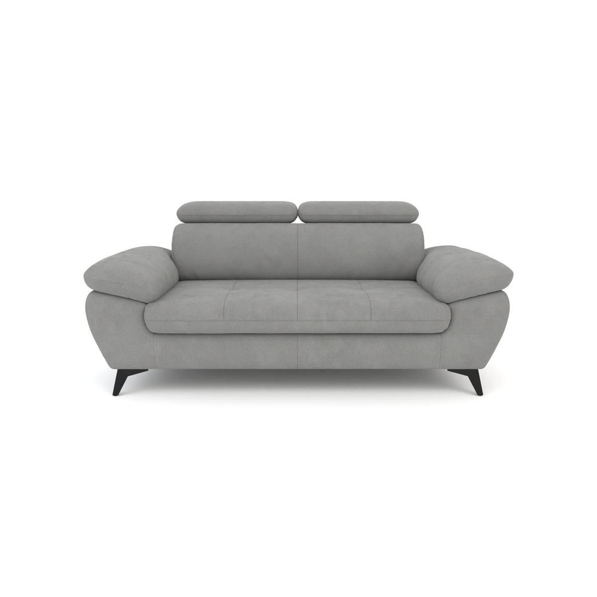 2,5-SITZER Karlstad Chenille Grau verstell. Kopfstützen B 194 cm - Hellgrau, Kunststoff/Textil (194/84/100cm) - foamnova