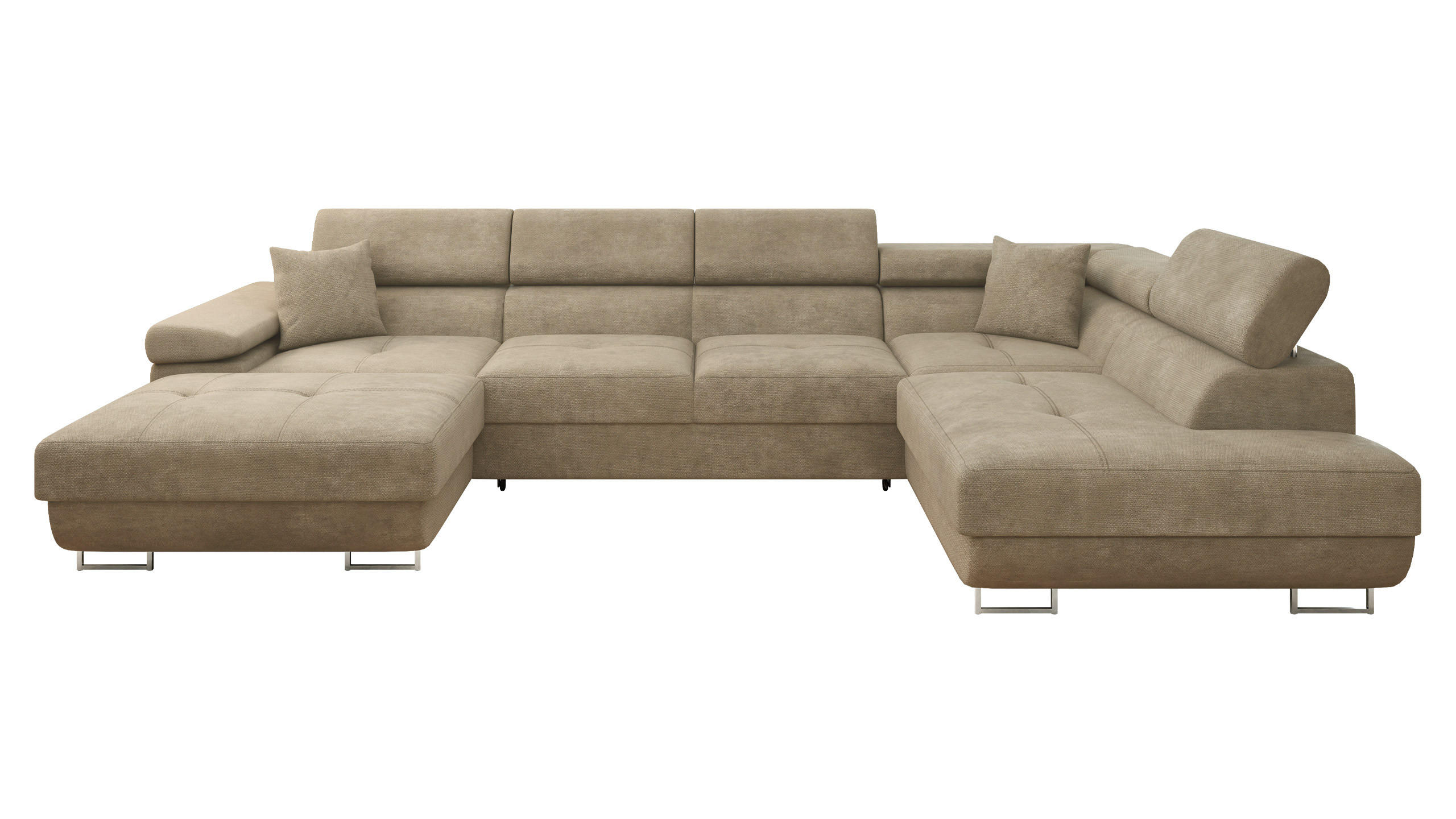 WOHNLANDSCHAFT Torezio Bis, Seite: Rechts - Sandfarben, Holz/Textil (346/90/203cm) - MIRJAN24