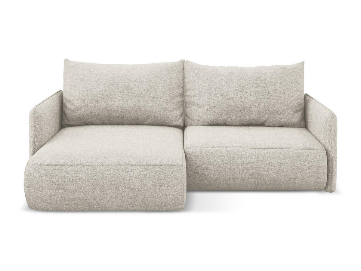 ECKSOFA mit Schlaffunktion Chenille Stoff Grau - Silberfarben/Schwarz, Kunststoff/Textil (148/207cm) - Makamii