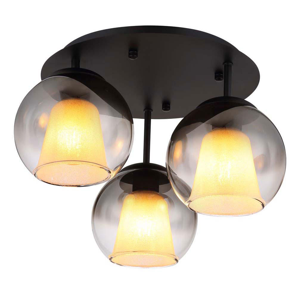 LED DECKENLEUCHTE BARRY Metall, Glas Schwarz Rauchfarben - Schwarz, Glas (41/41/28.5cm) - Globo Lighting