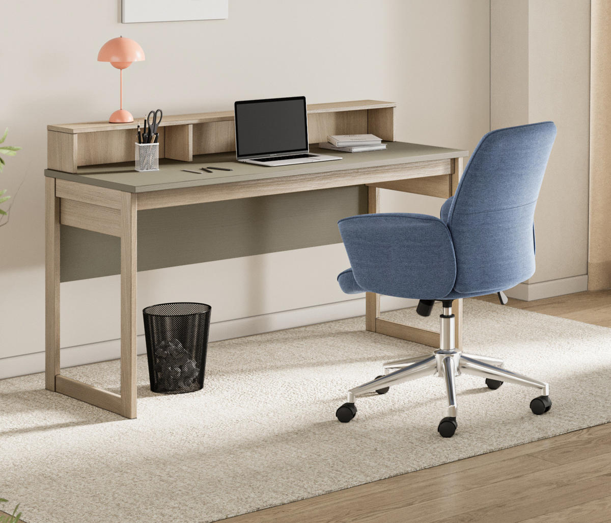 SCHREIBTISCH Salbei grün, Eiche, Laptoptisch skandinavisch 120 cm - Salbeigrün/Eichefarben, Holzwerkstoff (60/120/91cm) - Furn.Design