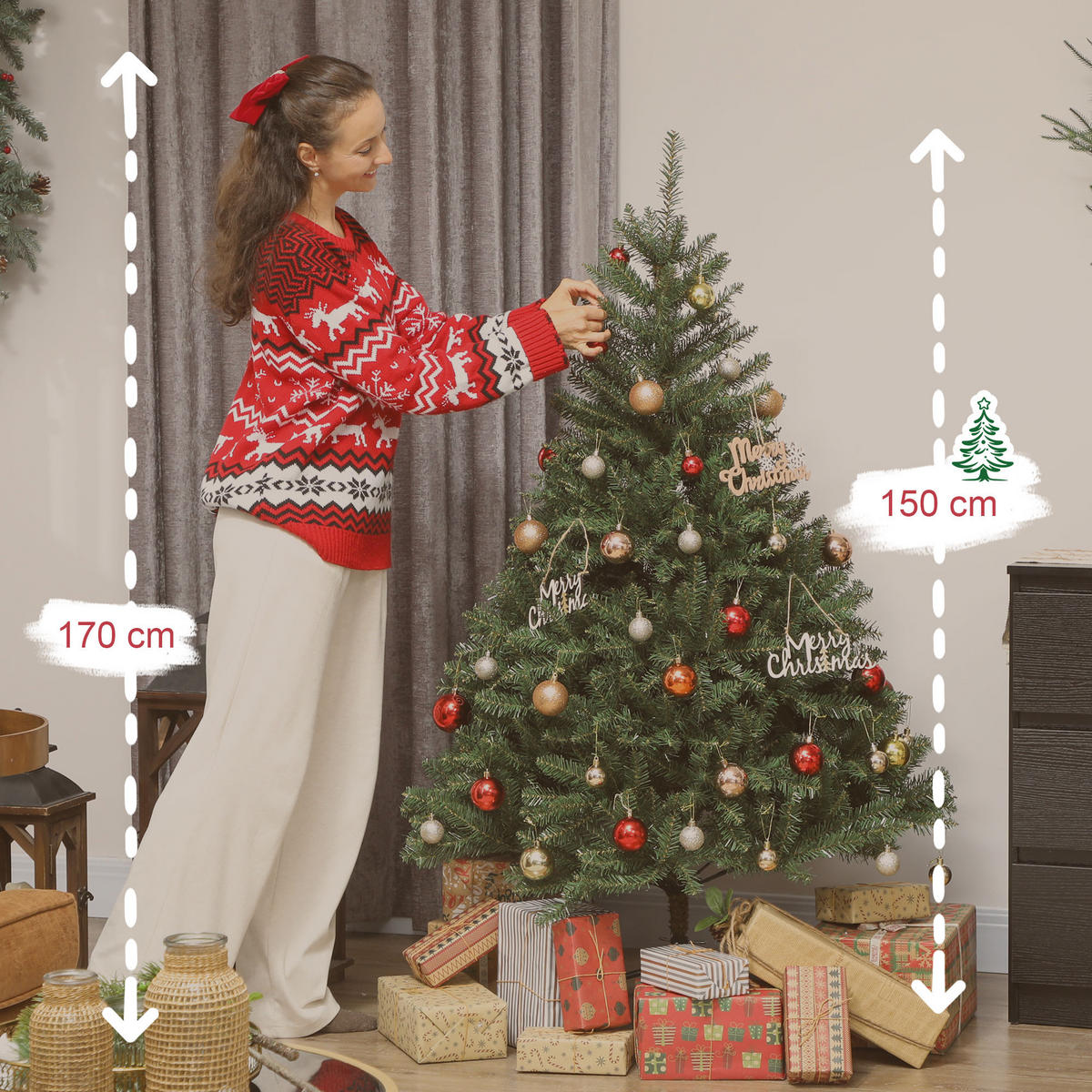 WEIHNACHTSBAUM künstlich 150 cm Christbaum mit 992 dichten Zweigen Grün - Grün, Kunststoff (150cm) - HOMCOM