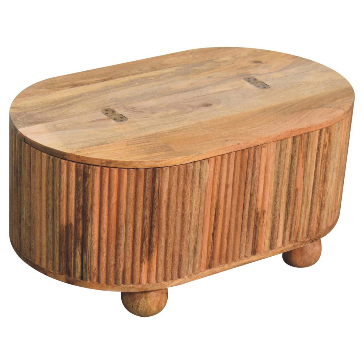 COUCHTISCH Massivholz Soba Kugel, Aufklappbarer Stauraum, Hellbraun - Hellbraun, Mangoholz/Holz (50/82/39cm) - Artisan Furniture