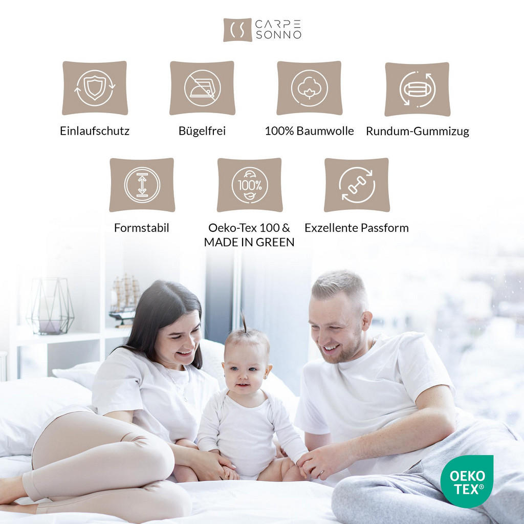 Thumbnail - Carpe Sonno Topper-Spannbettlaken, Türkis, Textil, Uni, Füllung: Baumwollfüllung, Rechteckig, 180x200 cm, Oeko-Tex® Made...