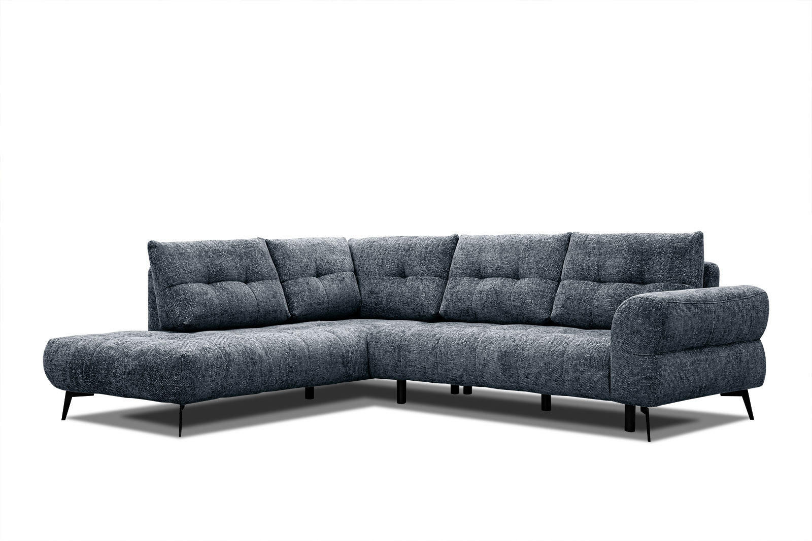 ECKSOFA SALVINI 5-Sitzer, dunkelblau - Schwarz/Dunkelblau, Holzwerkstoff/Textil (158/292cm) - Courtois Laville