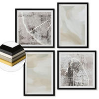 WANDBILDER 4er-Set - 50x50 cm & 40x60 cm Schwarzer Rahmen - Minimalismus der Farbstruktur - Schwarz, Kunststoff (50/50cm) - ArtPrintCave