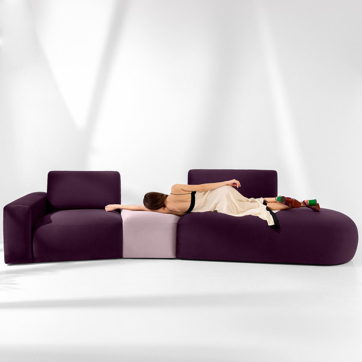 5-SITZER ECKSOFA ZUCCO Velour rechts, Violett - Violett, Textil (430/84/105cm) - KONSIMO®