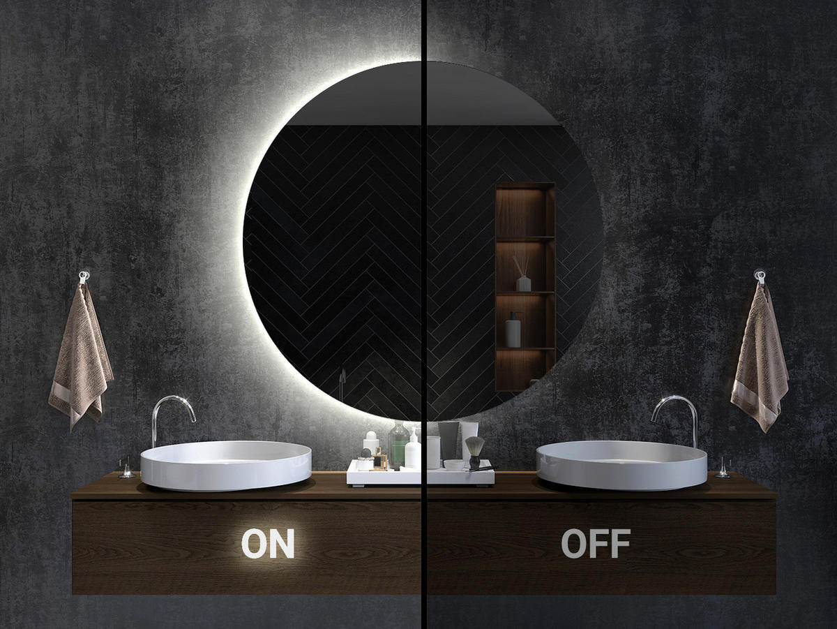 LED SPIEGEL 50 x 100 cm Tropfenform Warmweiß 3000K - Transparent, Glas (50/100/0.4cm) - TULUP