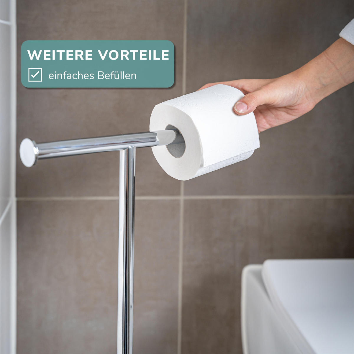 STAND-WC-GARNITUR, weiß, Edelstahl - Weiß, Metall (28.5/72.5/12cm) - bremermann