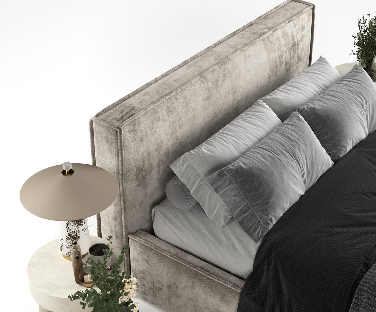 POLSTERBETT Lounge Beige 120/200 cm im Chenille-Stoff - Beige/Schwarz, Holz/Holzwerkstoff (120/200cm) - Maison de Reve