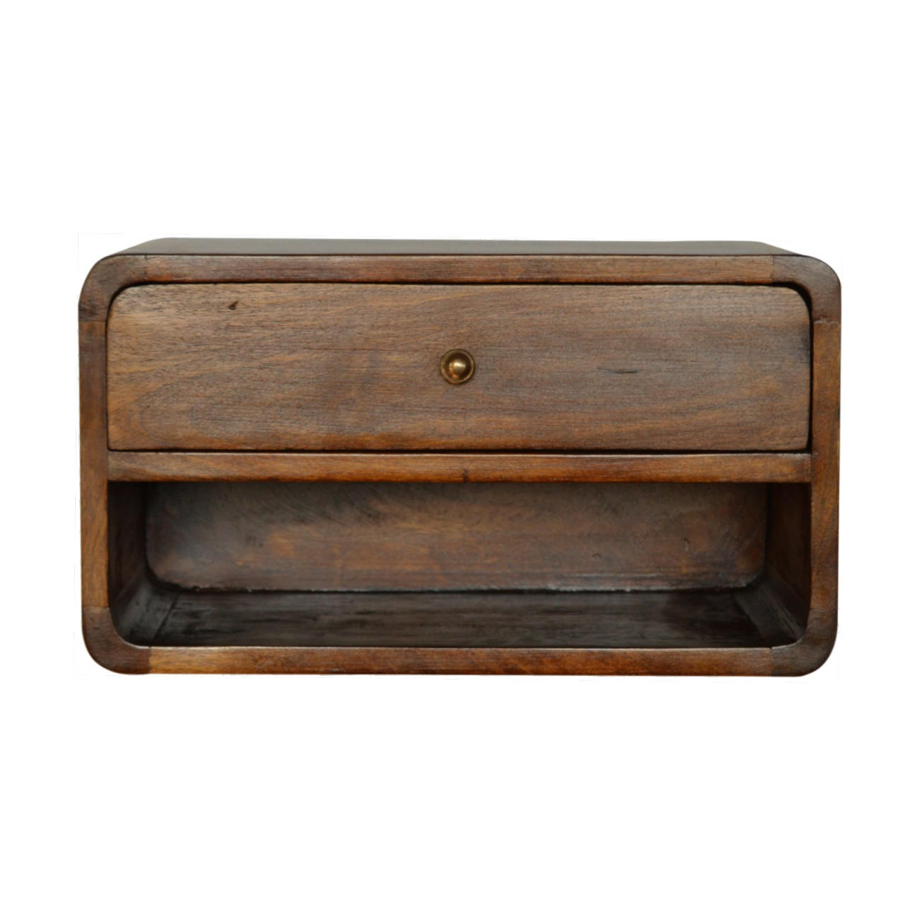 NACHTTISCH wandmontierbar mit Kastanienfinish - Messingfarben/Braun, Holz/Metall (45/25/32cm) - Artisan Furniture