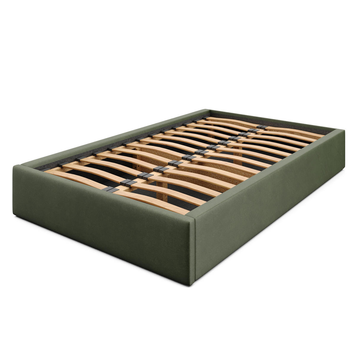 POLSTERBETT 120x200cm Bett mit Stauraum Lattenrost Khaki - Olivgrün, Holz/Holzwerkstoff (120/200cm) - Muralo