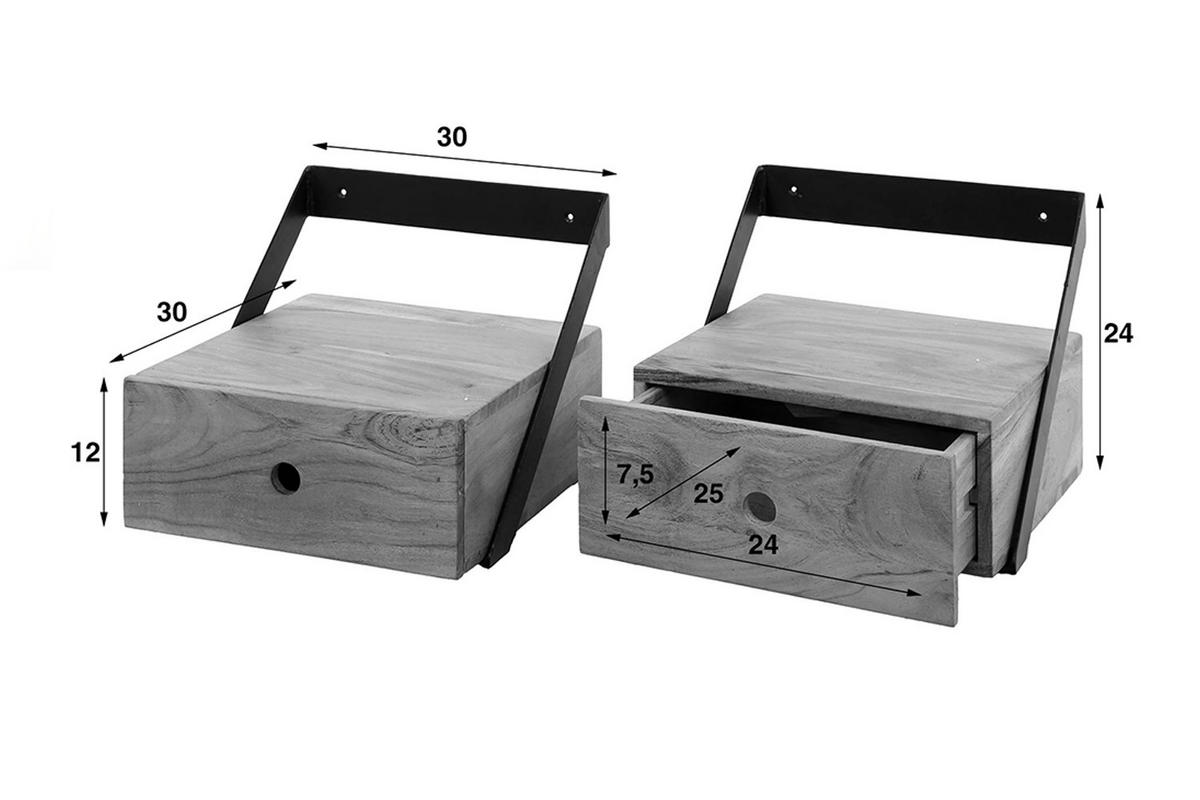 NACHTTISCH SEWU 2ER SET Holz Akazie - Braun, Holz (30/20/30cm) - KAWOLA