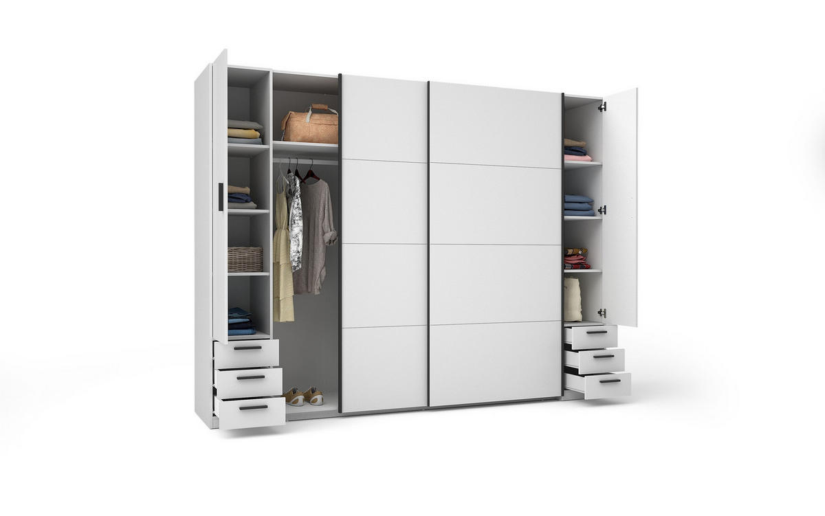 KLEIDERSCHRANK Weiß, Schwarz 270/208/61 - Schwarz/Weiß, Holzwerkstoff (270/208/61cm) - RAUMHIRSCH FURNITURE