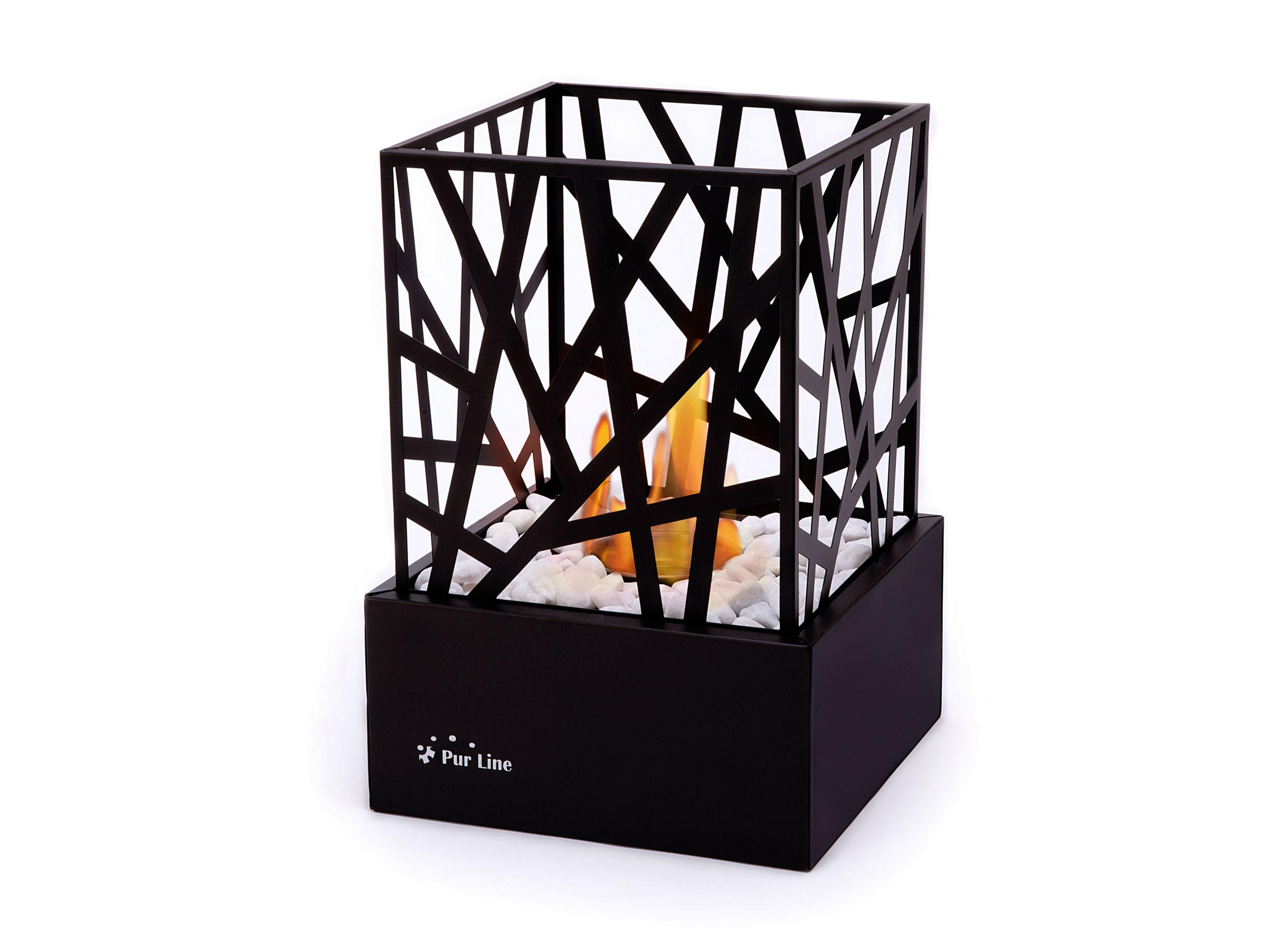 BIOETHANOL-KAMIN Schwarz Tischmodell inklusive 0.15 L Brennblock - Schwarz, Glas (22/29/22cm) - Purline