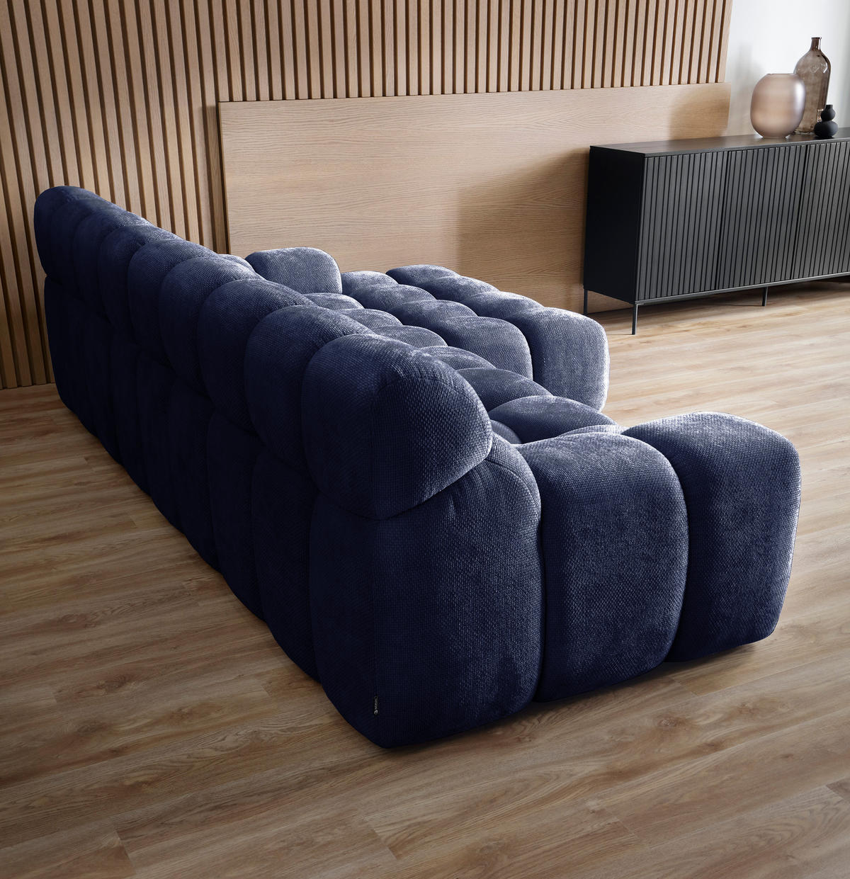 ECKSOFA CAMPILE mit modernem Design, Dunkelblau, Rechts, 297x180 cm - Dunkelblau, Holz/Textil (288/119cm) - DomoHome