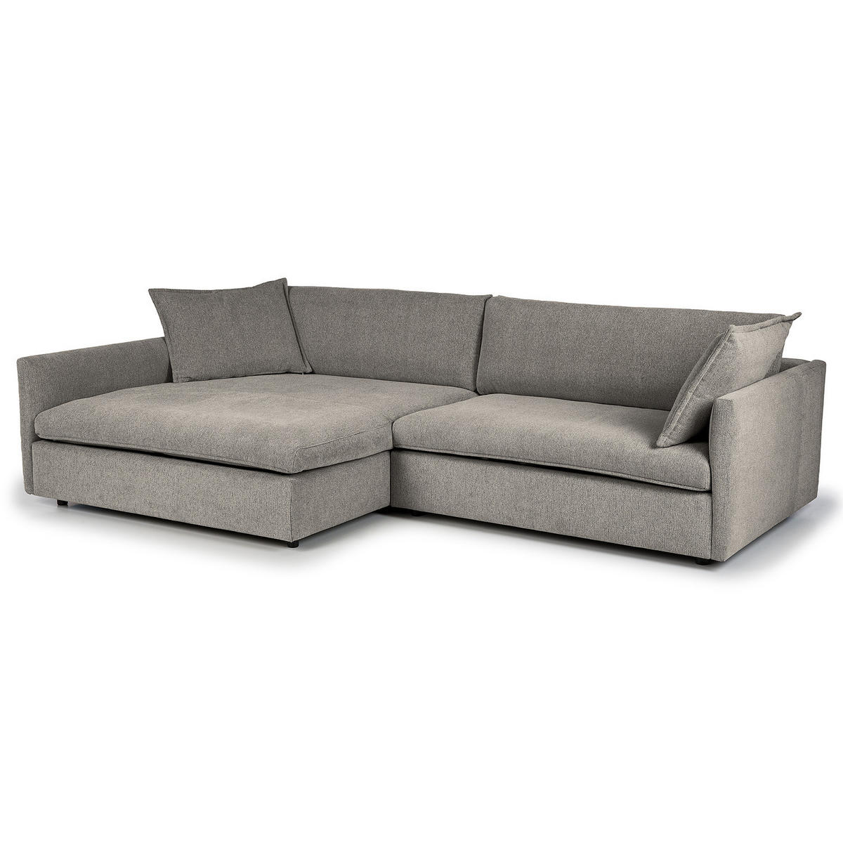 ECKSOFA mit Longchair - Schwarz/Grau, Kunststoff/Textil (290/183cm) - home24