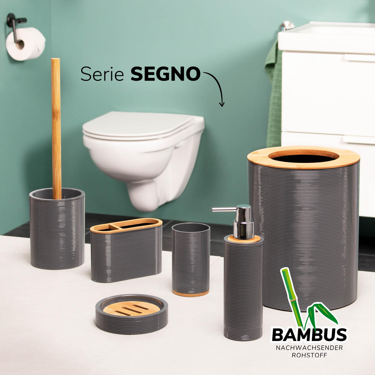 ZAHNBÜRSTENHALTER SEGNO, grau - Grau, Kunststoff (14/9.3/5.5cm) - bremermann