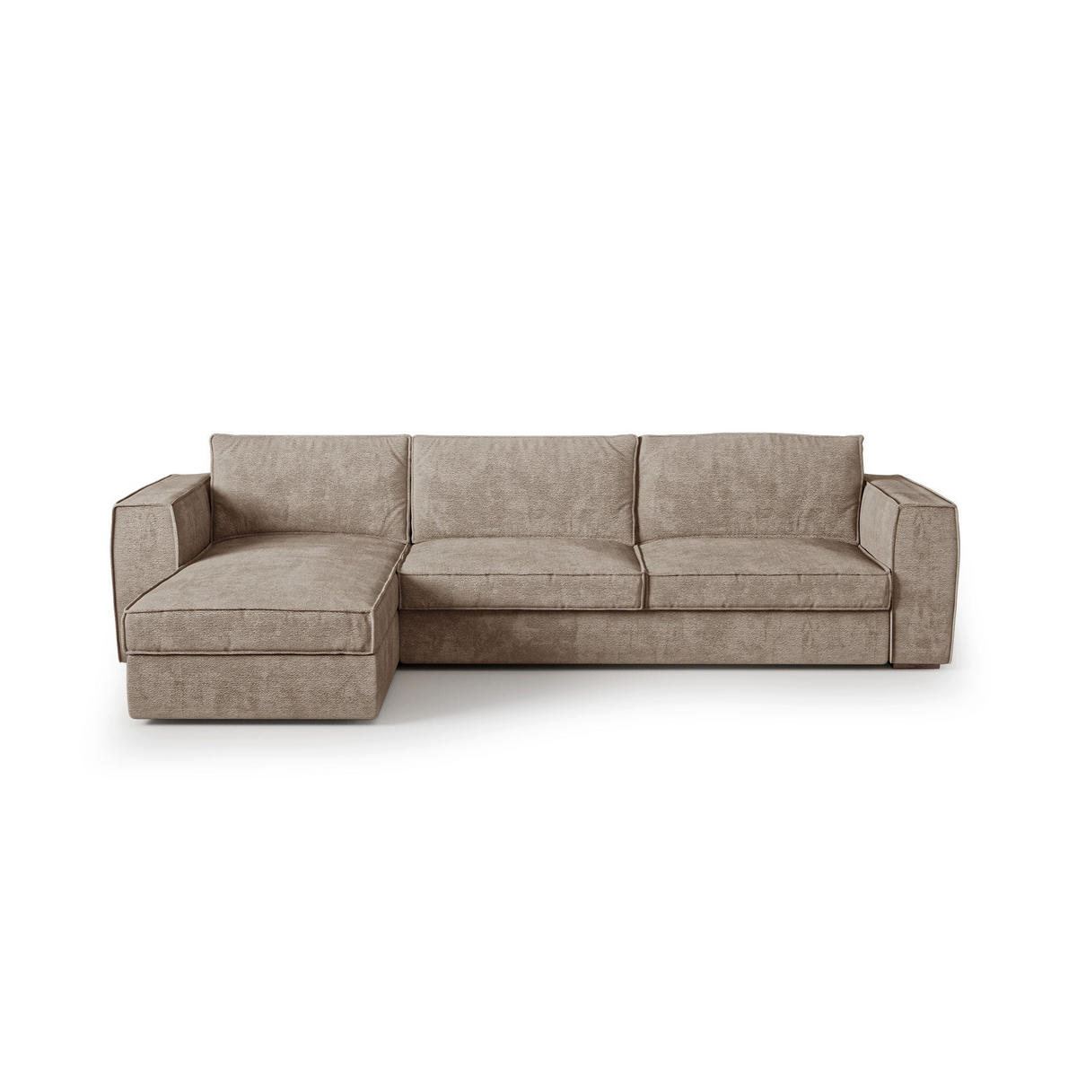 LINKSECK-SCHLAFSOFA MIKA Köpergewebe mit weichem Griff Taupe 292cm - Taupe, Textil (292/100cm) - Premium Interiors