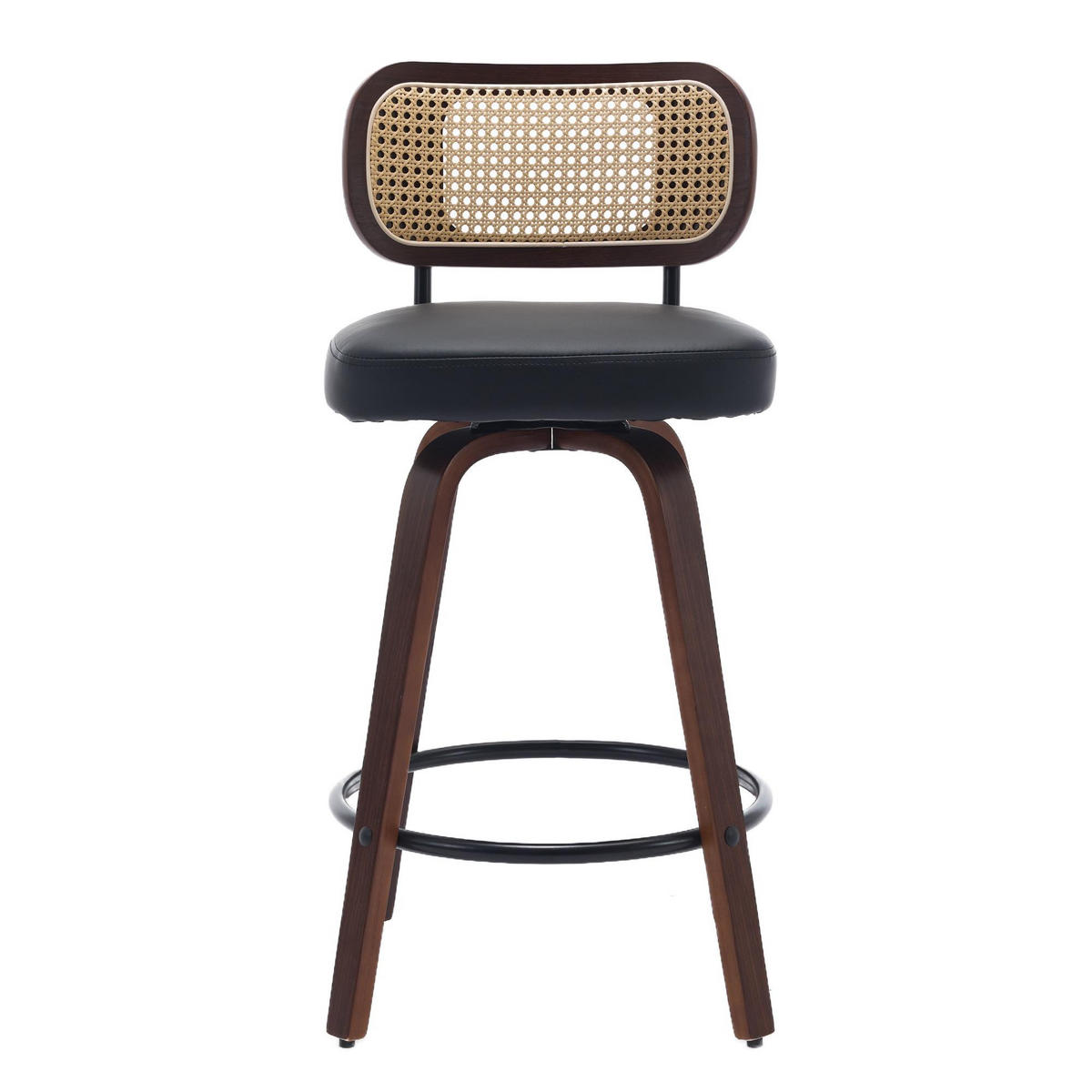 BARHOCKER 2er-Set,Drehstuhl,360° drehbar,PU-Leder,Schwarz - Schwarz, Holz (42/90/56cm) - LVHOM