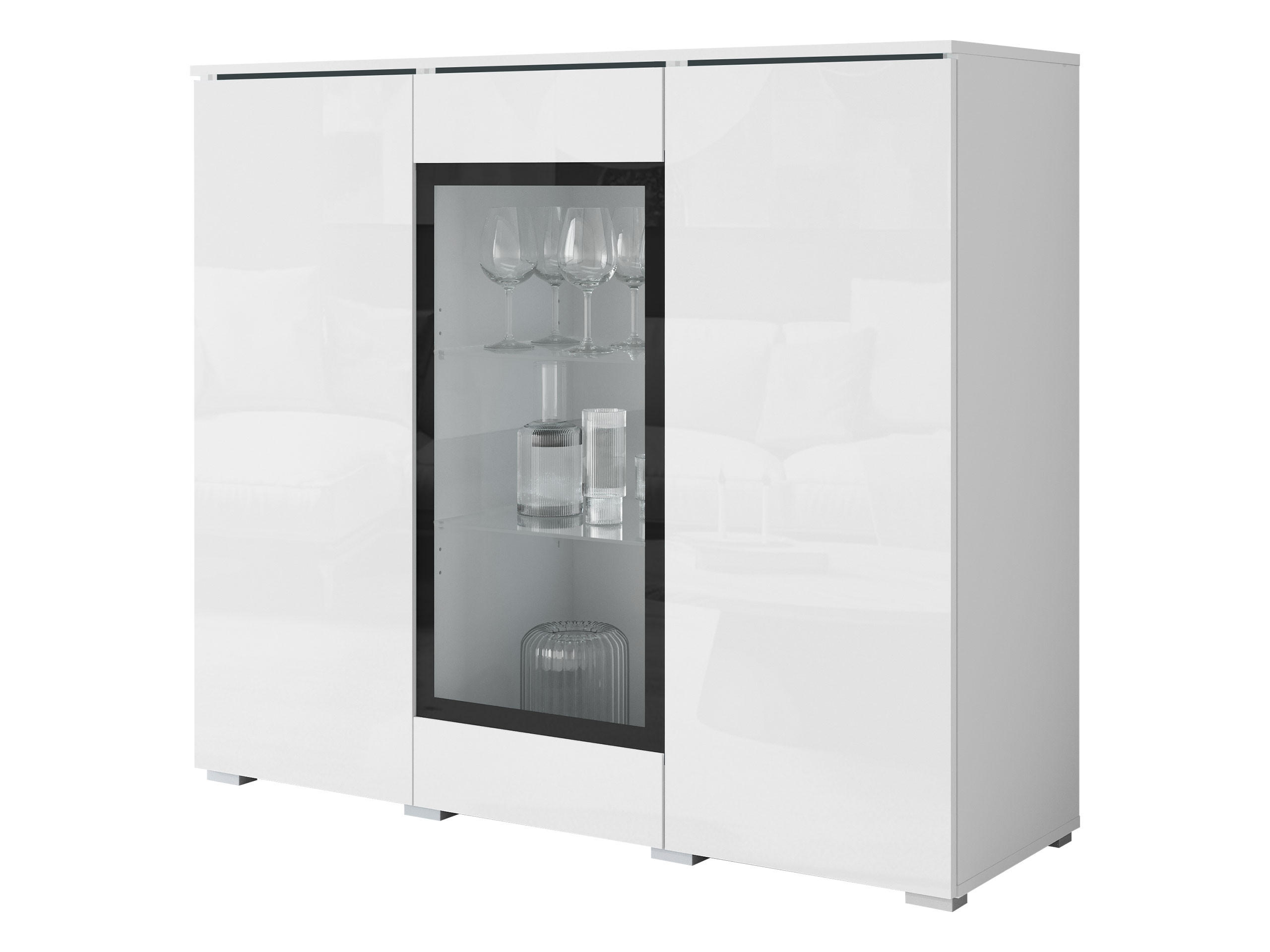 KOMMODE Vera 120 - Weiß Hochglanz/Silberfarben, Holzwerkstoff/Kunststoff (120/104/40cm) - MIRJAN24