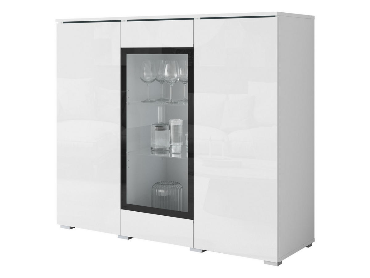 KOMMODE Vera 120 - Weiß Hochglanz/Silberfarben, Holzwerkstoff/Kunststoff (120/104/40cm) - MIRJAN24