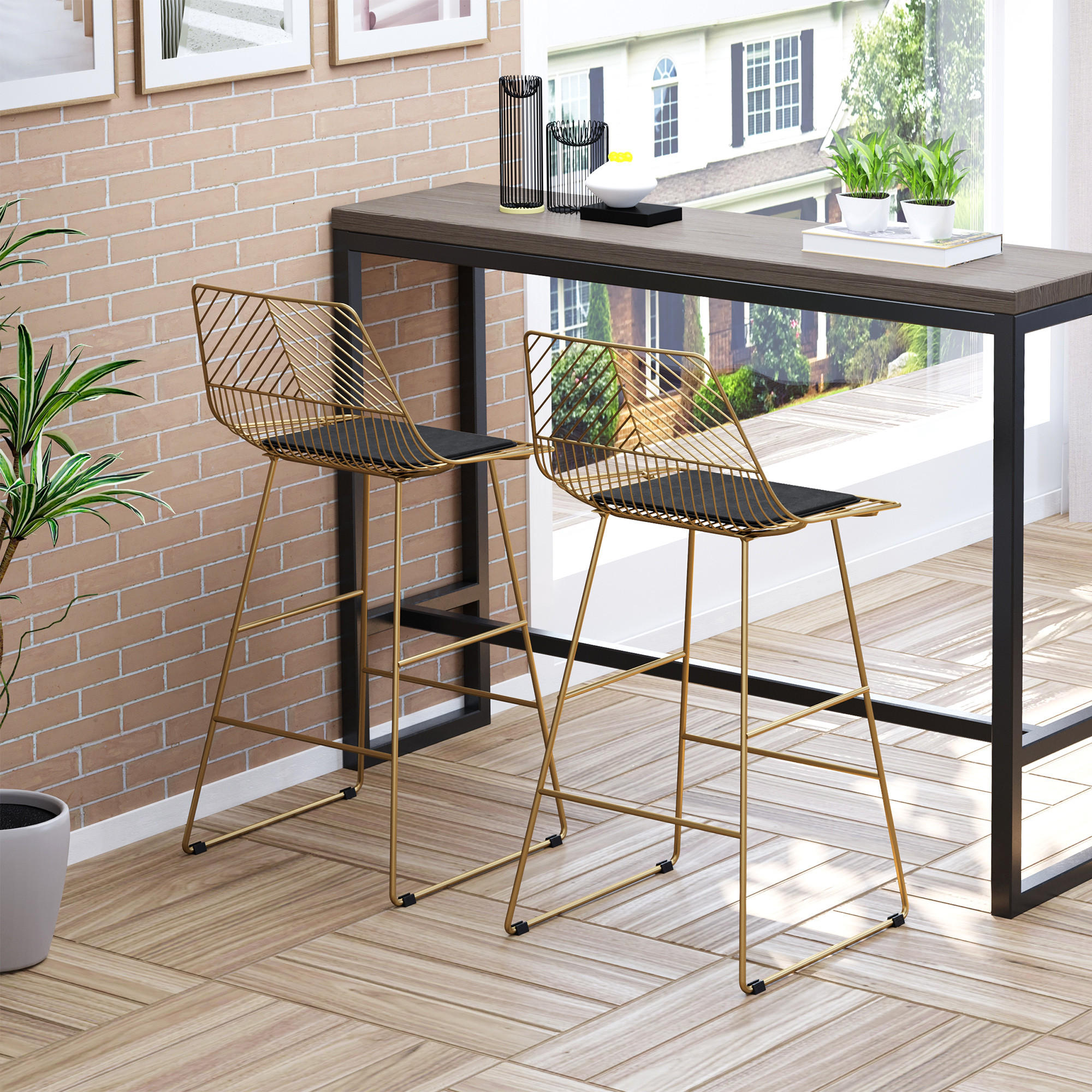 BARHOCKER - Goldfarben, Kunststoff/Metall (56/95/46cm) - HOMCOM