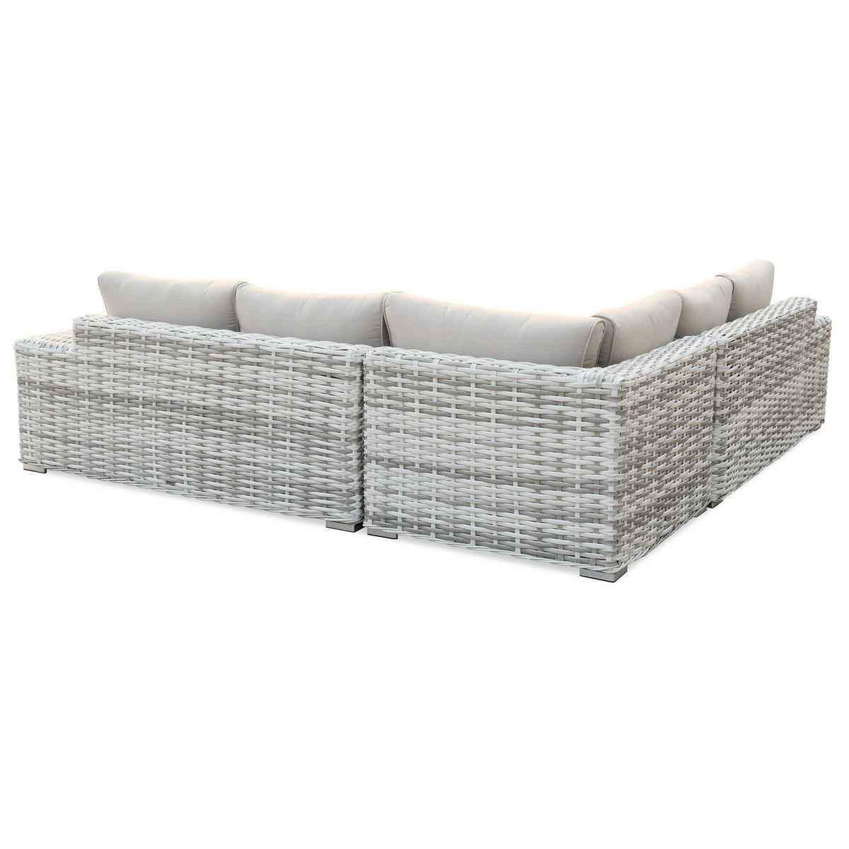GARTENSET Solaris aus Technorattan, mit Ecksofa und Kaffeetisch, Hellgrau - Grau, Kunststoff/Metall - Beautysofa